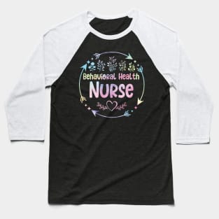 Behavioral Health Nurse cute floral watercolor Baseball T-Shirt